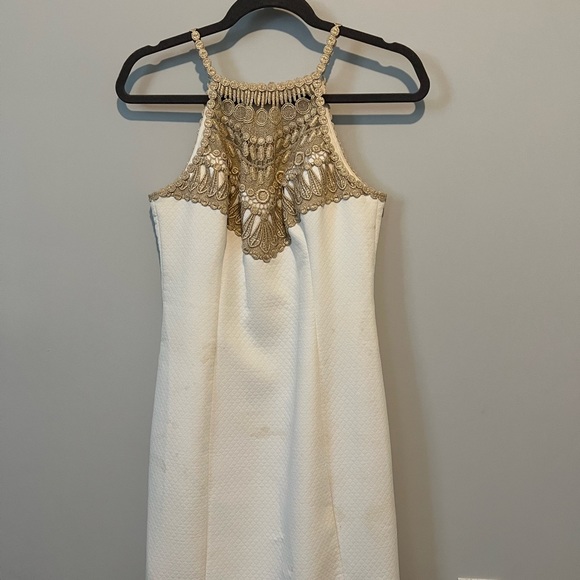 Lilly Pulitzer Dresses & Skirts - Lily Pulitzer Gold Neckline Cocktail Dress